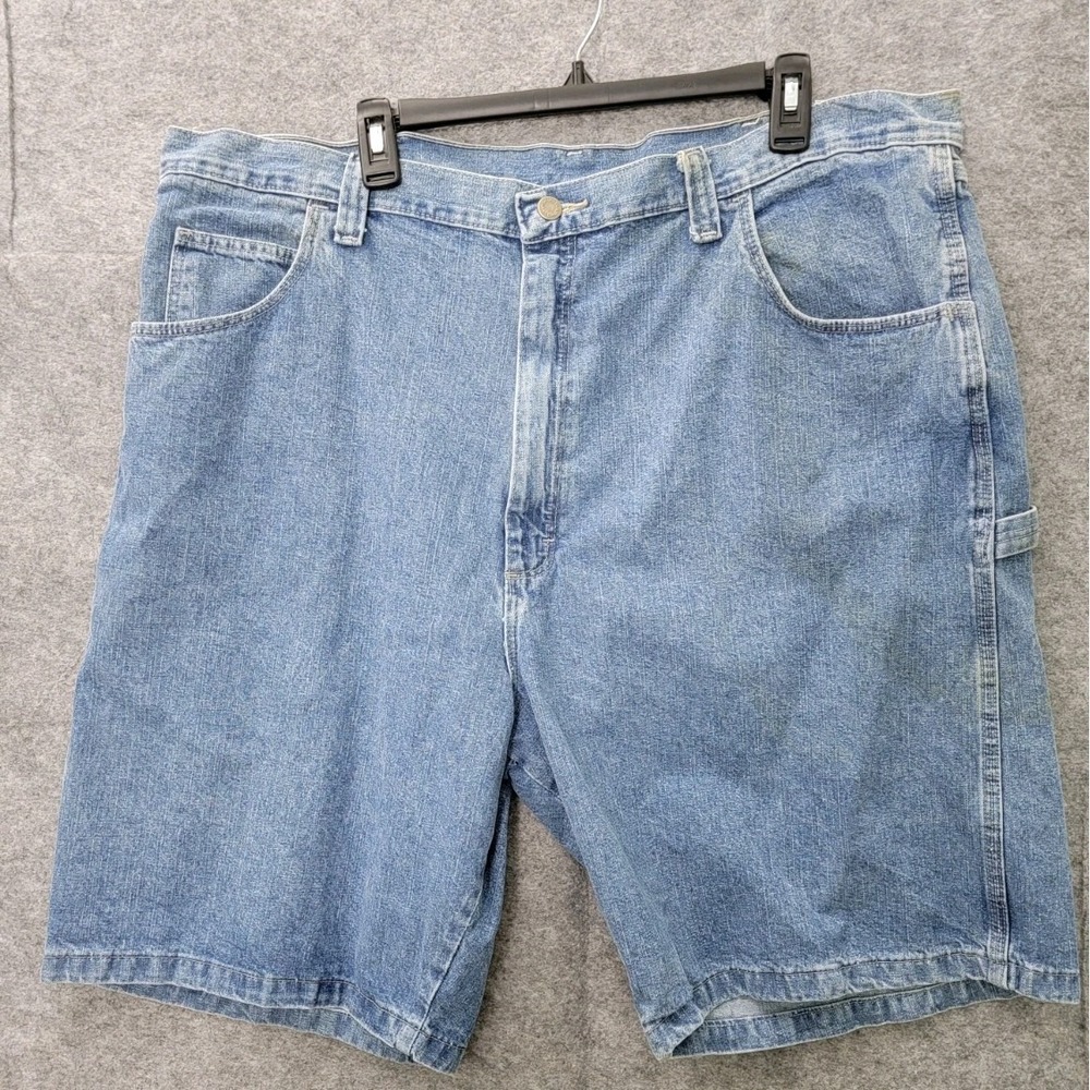 NEW Wrangler Mens Denim Carpenter Shorts Blue Size 42 High Rise Flat Front